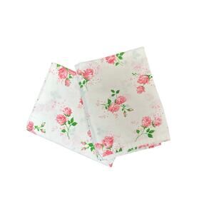 Dan Rivers Delicate Pink Rose Pillow Case Set No Iron Muslin 30 X 20 Queen Vtg